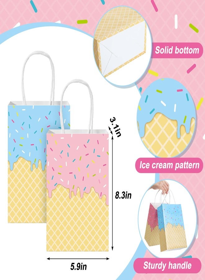 ReliThick 30 Pcs Ice Cream Gift Bags with Handles Ice Cream Paper Goodie Bags Summer Party Favors for Birthday Baby Shower Party Decor Supplies - Image 2
